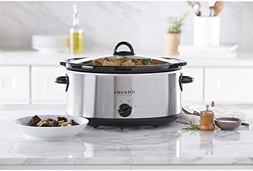 Crock-Pot 7 Quart Oval Manual Slow Cooker – Stainless Steel el 1t w8 p1 z9 kc