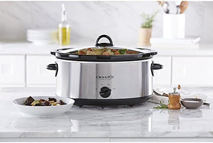 Crock-Pot 7 Quart Oval Manual Slow Cooker – Stainless Steel el 1t w8 p1 z9 kc