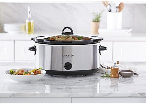 Crock-Pot 7 Quart Oval Manual Slow Cooker – Stainless Steel el 1t w8 p1 z9 kc
