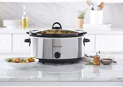 Crock-Pot 7 Quart Oval Manual Slow Cooker – Stainless Steel el 1t w8 p1 z9 kc