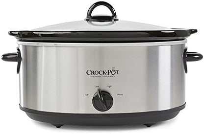 Crock-Pot 7 Quart Oval Manual Slow Cooker – Stainless Steel el 1t w8 p1 z9 kc