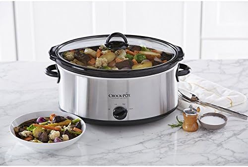 Crock-Pot 7 Quart Oval Manual Slow Cooker – Stainless Steel el 1t w8 p1 z9 kc