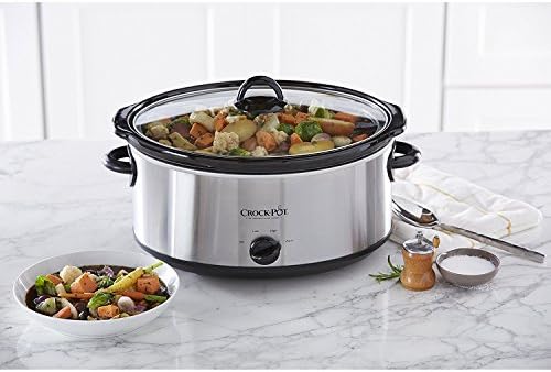 Crock-Pot 7 Quart Oval Manual Slow Cooker – Stainless Steel el 1t w8 p1 z9 kc