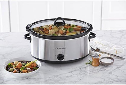 Crock-Pot 7 Quart Oval Manual Slow Cooker – Stainless Steel el 1t w8 p1 z9 kc