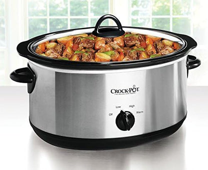 Crock-Pot 7 Quart Oval Manual Slow Cooker – Stainless Steel el 1t w8 p1 z9 kc