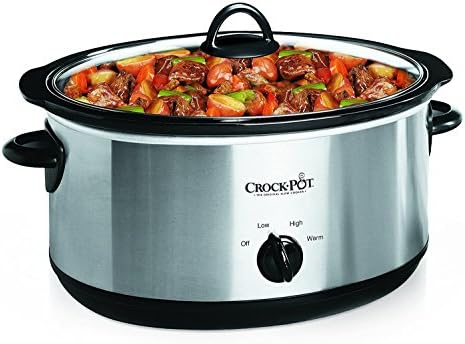 Crock-Pot 7 Quart Oval Manual Slow Cooker – Stainless Steel el 1t w8 p1 z9 kc