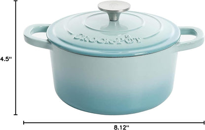 Crock-Pot 3 Quart Enameled Cast Iron Dutch Oven – Aqua 4m hv rh zm 8o 6i