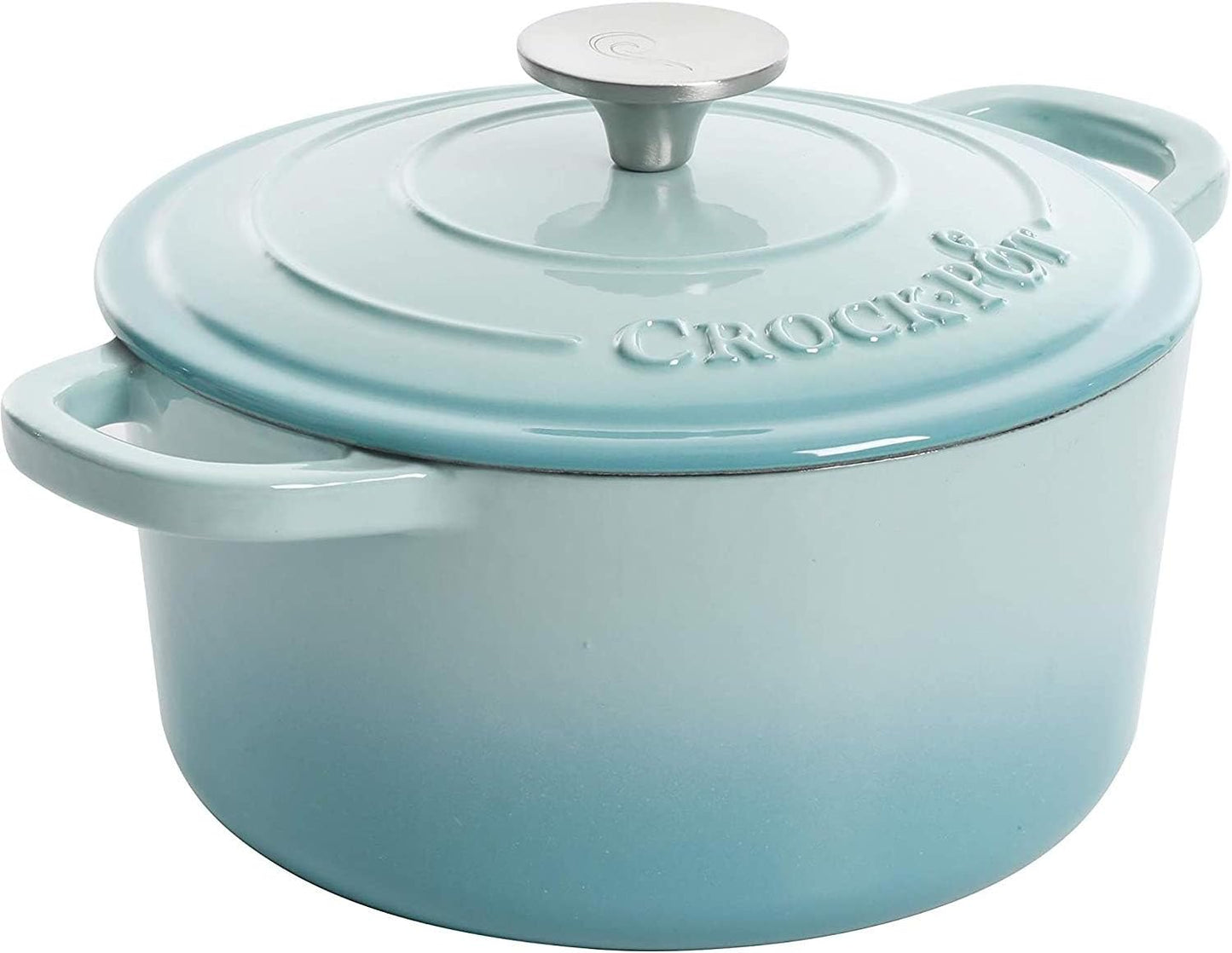 Crock-Pot 3 Quart Enameled Cast Iron Dutch Oven – Aqua 4m hv rh zm 8o 6i